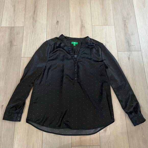 Dip Women’s Black Polka Dot V-Neck Blouse Size L - Picture 1 of 6